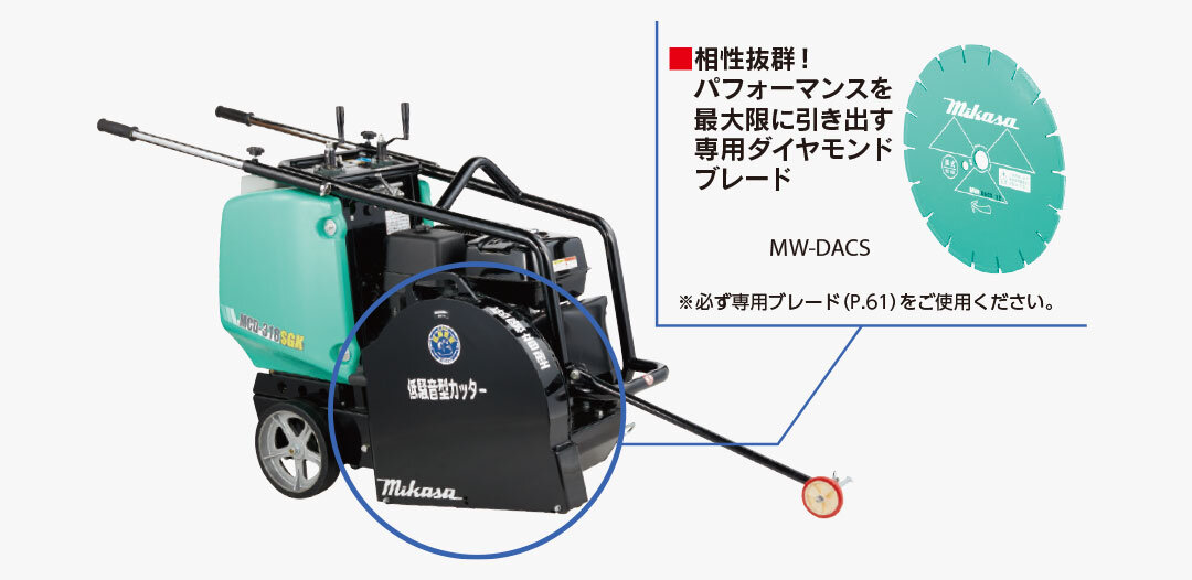 夜間工事などに最適低騒音型コンクリートカッター